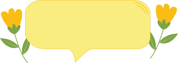 speech bubble with beauty yellow floral decoration