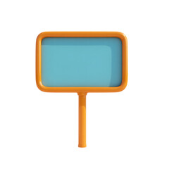 Orange sign with blue display isolated on transparent background
