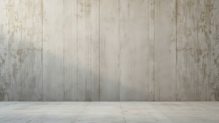Naklejka premium A bright, neutral interior background featuring a slightly distressed white wood panel wall and a coordinating tile floor. Perfect for product mockups, website headers, social media graphics