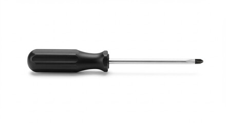 Fototapeta premium A single flathead screwdriver isolated on a white background, realistic lighting, sharp focus, product photography style