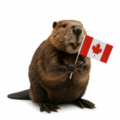 Canadian Beaver with Flag Patriotic Image