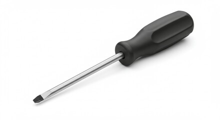 Fototapeta premium A single flathead screwdriver isolated on a white background, realistic lighting, sharp focus, product photography style