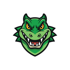 Fototapeta premium Flat and Minimal a crocodile head logo vector illustration isolated on white background