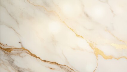 A high-resolution texture featuring elegant gold veins running through a creamy white marble background. The luxurious and sophisticated design is ideal for creating upscale presentations, wedding