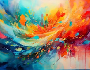 Obraz premium vibrant abstract painting on paper a captivating display of color and composition