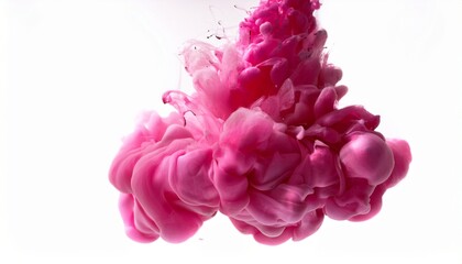 Fototapeta premium acrylic colors and ink in water abstract background cloud of silky ink in water on white isolated background ink drop in water pink ink splash