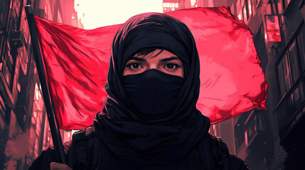 young arab girl at a rally