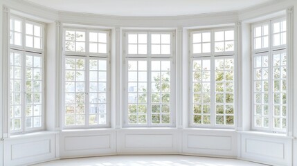 Fototapeta premium Large bay windows isolated on white background