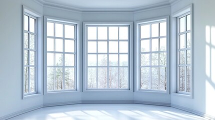 Large bay windows isolated on white background