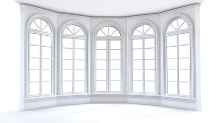 Fototapeta premium Large bay windows isolated on white background