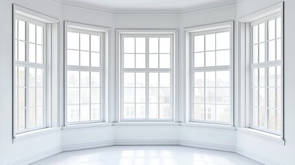 Fototapeta premium Large bay windows isolated on white background