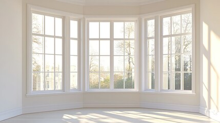 Fototapeta premium Large bay windows isolated on white background