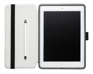 Tablet with Stylus in Protective Case for Work and Creativity on a transparent background