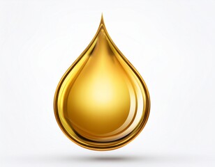 golden oil droplet isolated on white background