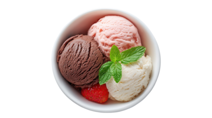 Neapolitan ice cream bundle chocolate vanilla strawberry on transparent background

