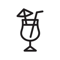 Tropical Cocktail Drink Vector Illustration – Summer Beach Party Icon with Umbrella and Straw