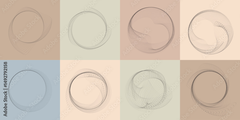 Fototapete halftone dots in circle form .rotate rounded shape vector illustration .rotating circles form a ring