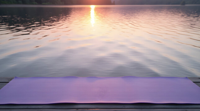Empty lavender-colored yoga mat, Ai generated image