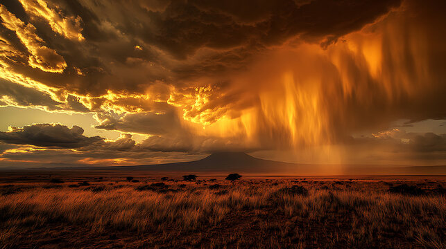  A sudden downpour on Mount Kilimanjaro with dark clouds rolling (1)