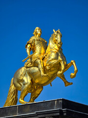 Obraz premium Golden equestrian statue of Augustus the Strong in Dresden Germany