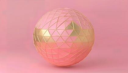 Stunning Pink and Gold Geometric Sphere in Minimalistic 3D Rendering Abstract Art, Pastel Colors, and a Touch of Luxury in a Vibrant, Futuristic Scene