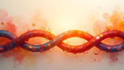 Intertwined Artistic Forms: Abstract Graphic Design with Vibrant Red, Blue and Orange Colors