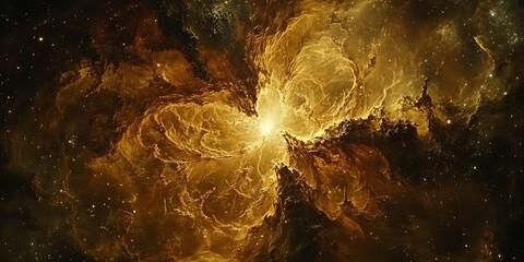 Golden Nebula in Deep Space