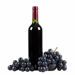Obraz premium Red Wine Bottle Grapes