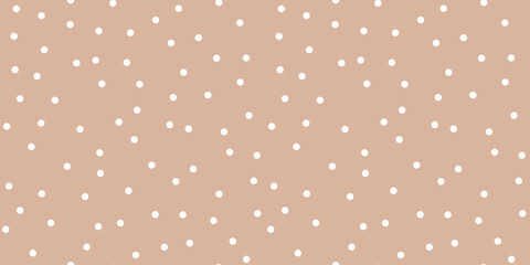 Minimal polka dot seamless pattern in beige colors. Dotted cute background. Random dots. Pattern for nursery design, baby textile, stationery, eco packaging, branding, wallpaper, cover, fabric print