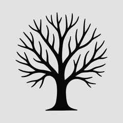 Fototapeta premium Tree with Wide Branches Minimalist Silhouette Vector Illustration