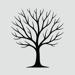 Tree with Wide Branches Minimalist Silhouette Vector Illustration