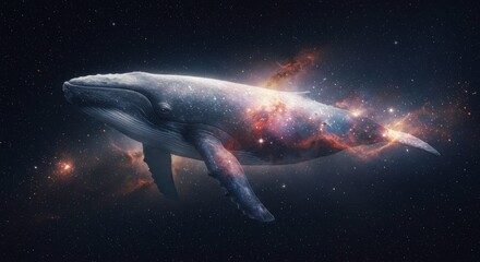 Celestial Whale Cosmic Galaxy Whale in Space Mystical Artwork
