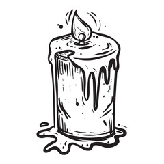 Dripping wax candle silhouette vector illustration, Candle With Dripping Wax And Flame