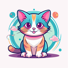 Obraz premium Cute Cartoon Cat Illustration