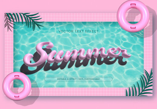 Inflated Summer Text Effect in Pool
