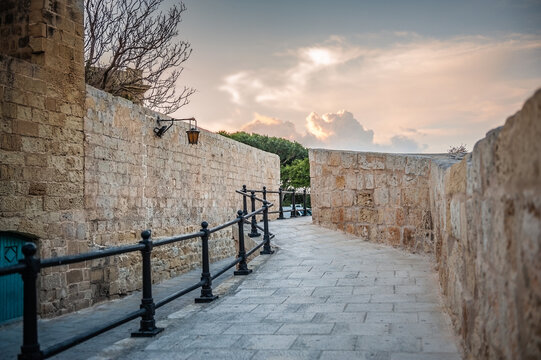 Bastion Square view in Mdina City of Malta. Road to the observation deck.