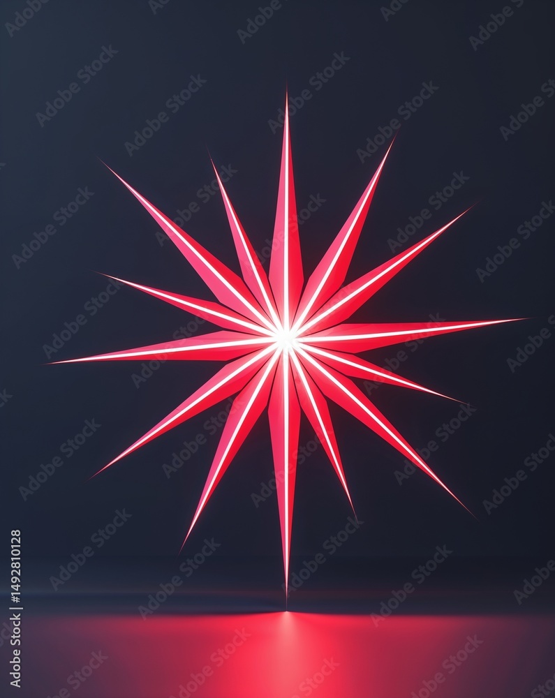 Wall mural angular starburst glowing in the dark on plain dark background
