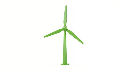 Isolated Green Wind Turbine Model on White Background Representing Clean Energy