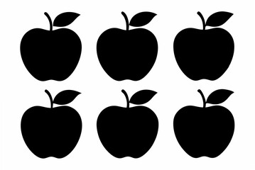6 apple  silhouette vector illustration