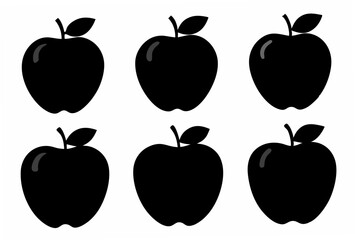 6 apple  silhouette vector illustration
