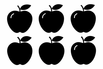 6 apple  silhouette vector illustration