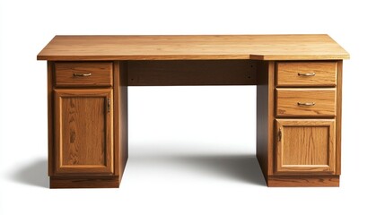 Fototapeta premium L-shaped desk with drawers isolated on white background