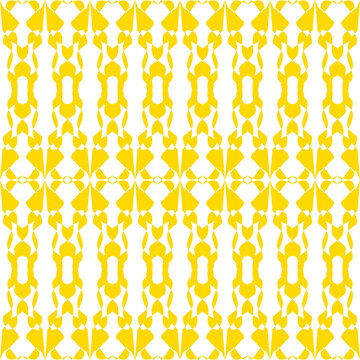 Bold yellow symmetrical shapes on white background. Unique, modern, and great for textile prints or rugs.