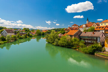 Obraz premium Cityscape of Novo Mesto, a beautiful city in Slovenia