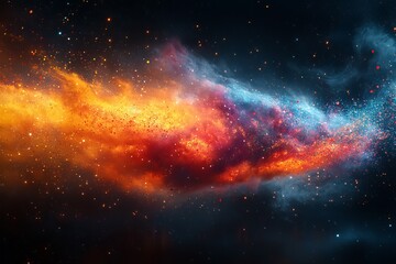 Fototapeta premium Celestial Symphony: A Vibrant Nebula Displaying Cosmic Dust Clouds, Glittering Stars, and the Majesty of Deep Space Exploration.