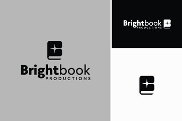A Book with Cover Star as Initial Letter B for Publisher or School Education logo design