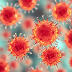 Detailed rendering of microscopic cells undergoing a scientific test vibrant clear details