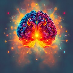 Artistic interpretation of brain activity during a mindful meditation session abstract colors