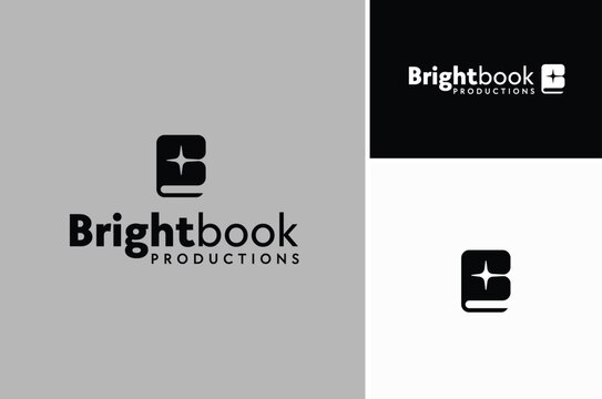 A Book with Cover Star as Initial Letter B for Publisher or School Education logo design