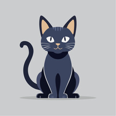 Minimalist Front View Cat Silhouette in 2D Vector Style